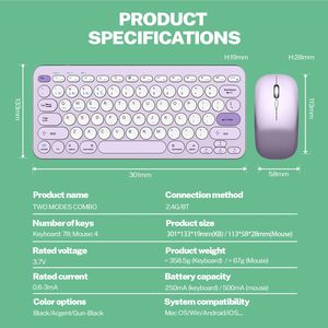 2,4G silencioso ajustable 1600 DPI compacto multidispositivo Bluetooths teclado y ratón combinados teclado y ratón inalámbricos - Product Image 6