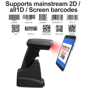 Escáner de código de barras Xincode 2D Bluetooth QR PDF417 lector de código de barras azteca sistema Android IOS inalámbrico con base de carga - Product Image 5