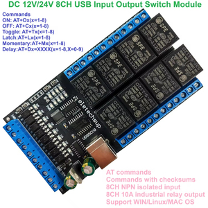 Upgraded 8CH USB Electronic Switch <strong>Input</strong> <strong>Output</strong> Relay Module PC PLC Server Industrial <strong>Computer</strong> IO Expansion Board DC 12V 24V
