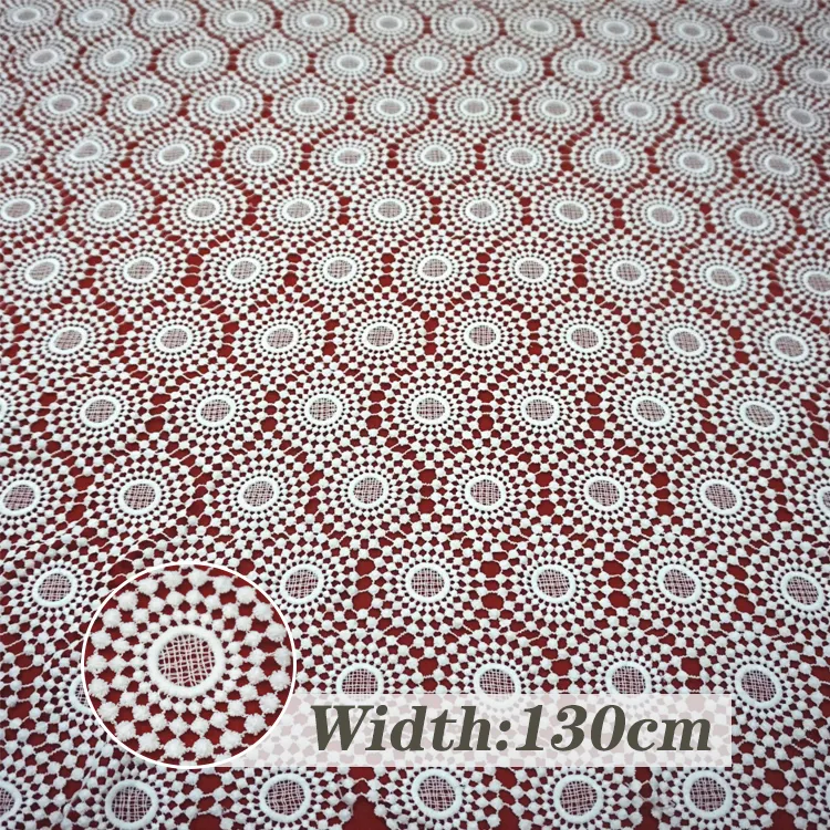 High Quality Cheaper water soluble 100% polyester materials Customized Fashion Guipure lace dress Fabric