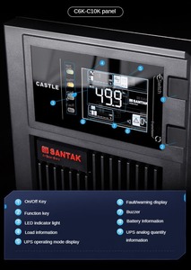 SANTAK C6KS 6KVA/5400W <span class=keywords><strong>UPS</strong></span> <span class=keywords><strong>Online</strong></span> Fonte de Alimentação Ininterrupta com Bateria Externa Carga Completa 5400W Potência por 1 Hora