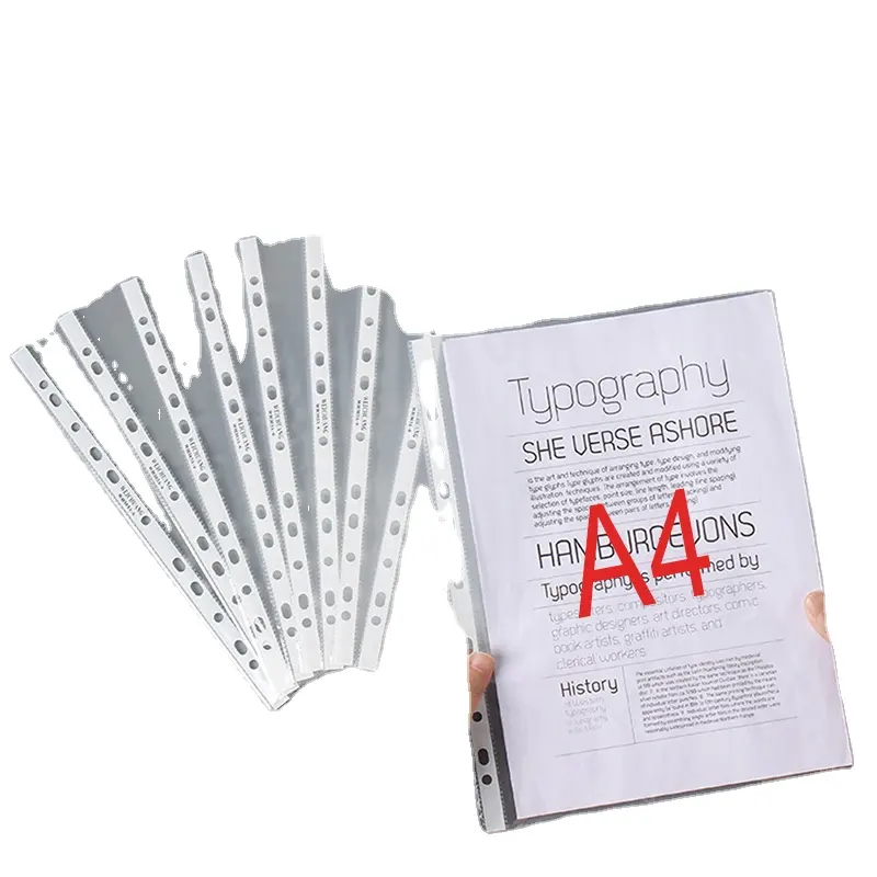 100 pz A4 11 fori fogli sciolti documenti protezioni fogli tasche perforate in plastica cartelle archiviazione borsa cartella trasparente