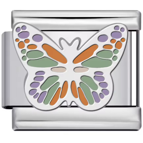 4950-papillon violet-orange-bleu Argent