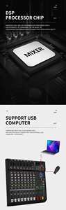 Xtuga เครื่องผสมสัญญาณเสียง8ช่อง,ใหม่ปี XM8หน้าจอสี DSP แบบไดนามิกมืออาชีพแผงหน้าปัดเครื่องผสมเสียง - Product Image 6