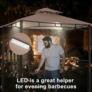 PIOEN 8'x 5' Grill Gazebo Canopy Outdoor BBQ Gazebo Shelter with LED Light <strong>Patio</strong> Canopy Tent for Barbecue, Leg <strong>Plus</strong> Style, Khaki - Product Image 4