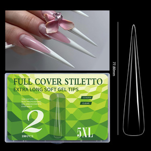 5XL ekstra uzun Traceless sahte Nail İpuçları 180 adet/kutu yarım/tam kapak kısa yeni genişletilmiş yumuşak jel fransız tırnak İpuçları yarım kapak yanlış - Product Image 2