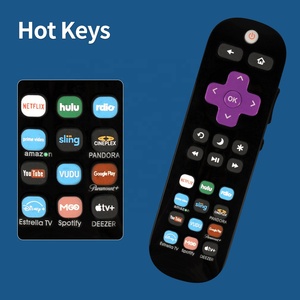 Universal Remote Control with <strong>4</strong> Buttons for <strong>Roku</strong> Series Smart TVs Made of Plastic Metal Silicone 1 Year Warranty Rohs Certified