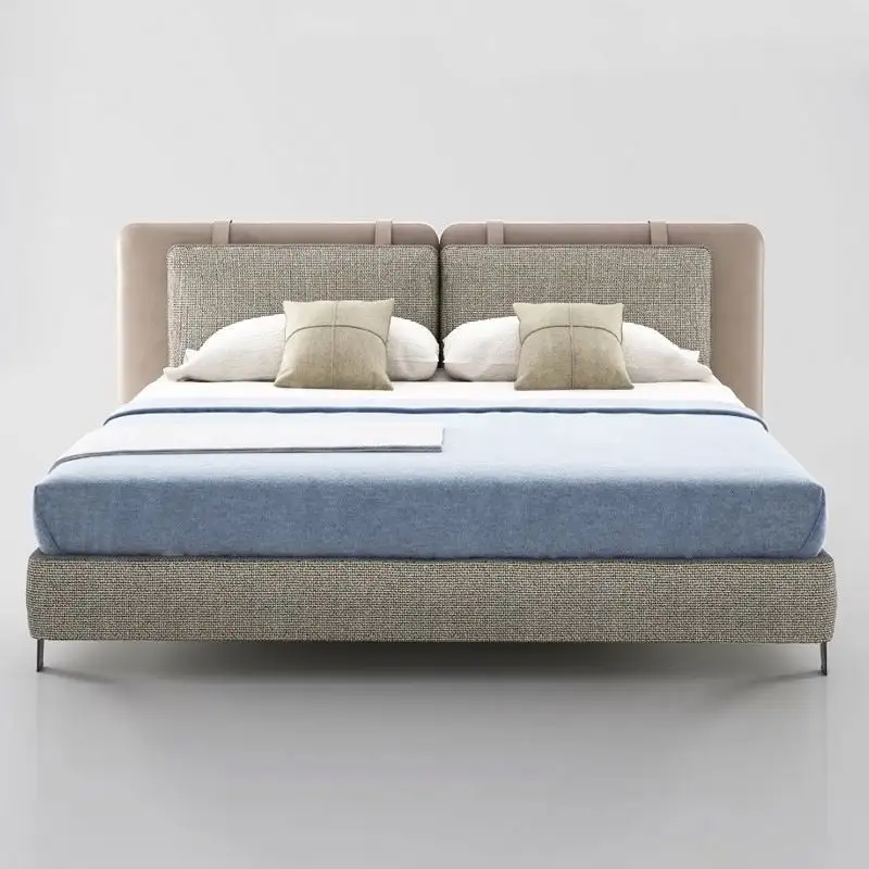 Suministro de fábrica, precio atractivo, litera, camas dobles de Metal, marco de cama Queen minimalista nórdico, cama de tela