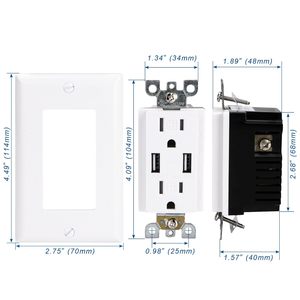 对于UL列出的15安培Usb插座，带双USB-A端口插座，带Usb c - Product Image 2