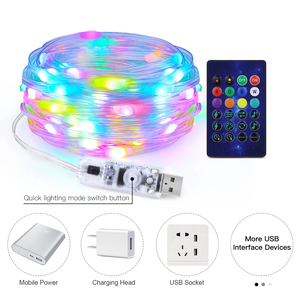 สาย USB LED ไฟราวสำหรับเทศกาลคริสต์มาส5V แอดเดรสได้ RGB IC IP65ไอเดียแผงควบคุมแอพม่านแสงนางฟ้าสำหรับสวนกลางแจ้ง - Product Image 6