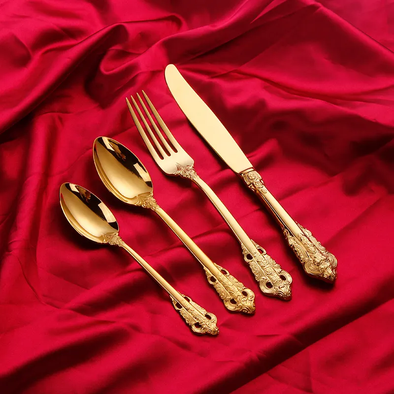 Royal Hoge Kwaliteit Luxe 304 Roestvrij Staal Bestekset Servies Set Voor Feest Evenementen Gouden Bestekset