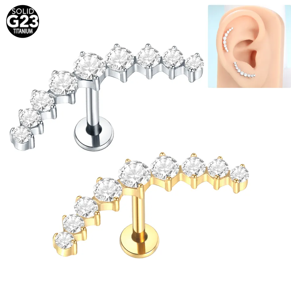 Titanio labio Stud internamente roscado oreja Piercing cartílago pendientes Stud mujeres hombres Labret Monroe Piercing cuerpo joyería