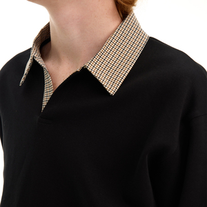 Erkekler İçin Üniseks Ağır Kumaş Büyük Beden Özel Baskı LOGO'lu Kare Kesim Crop Tişört Flanel Termal Pamuklu Çift Katmanlı Uzun Kollu Polo Tişört - Product Image 3