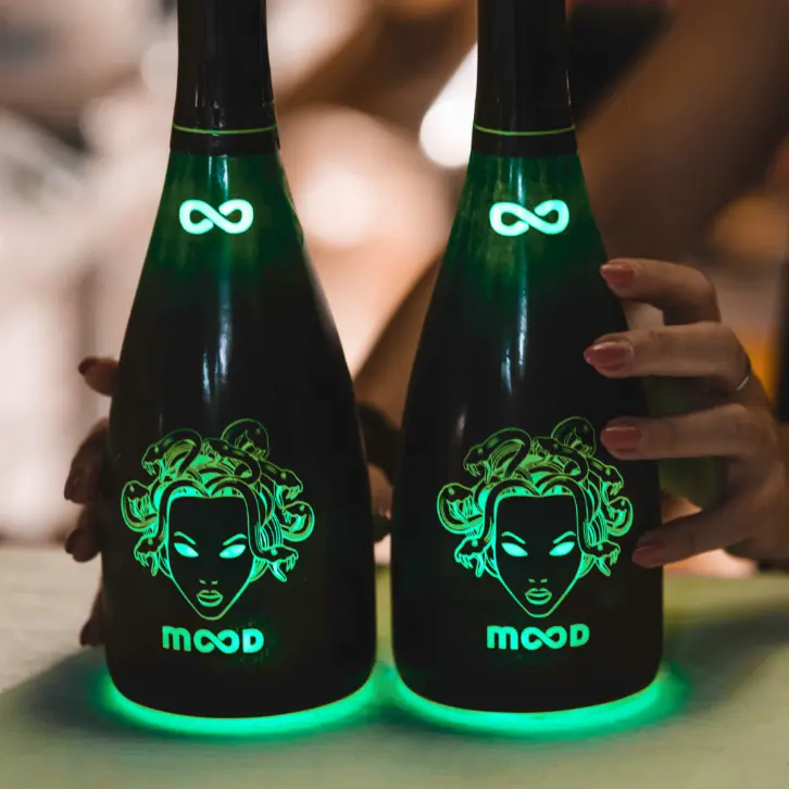 Party Nightclub fornitore di fabbrica impermeabile adesivo LED EL bottiglia adesivo luce luminosa bottiglia di vino etichetta per champagne