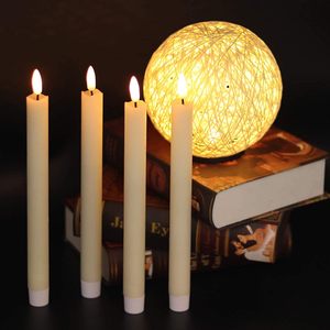 נרות טיטול שנהב נצנוצים 10-סוללה מרחוק הופעלה על ידי 3D חם בוויק אור אמיתי חבילת 6-חבילה לחתונות חג המולד