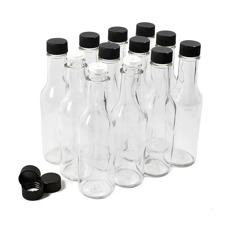 Zu verkaufen 3oz 5oz 8oz Plastik deckel Runde Tomatensauce Flasche Klar Hot Sauce Chili Glasflasche