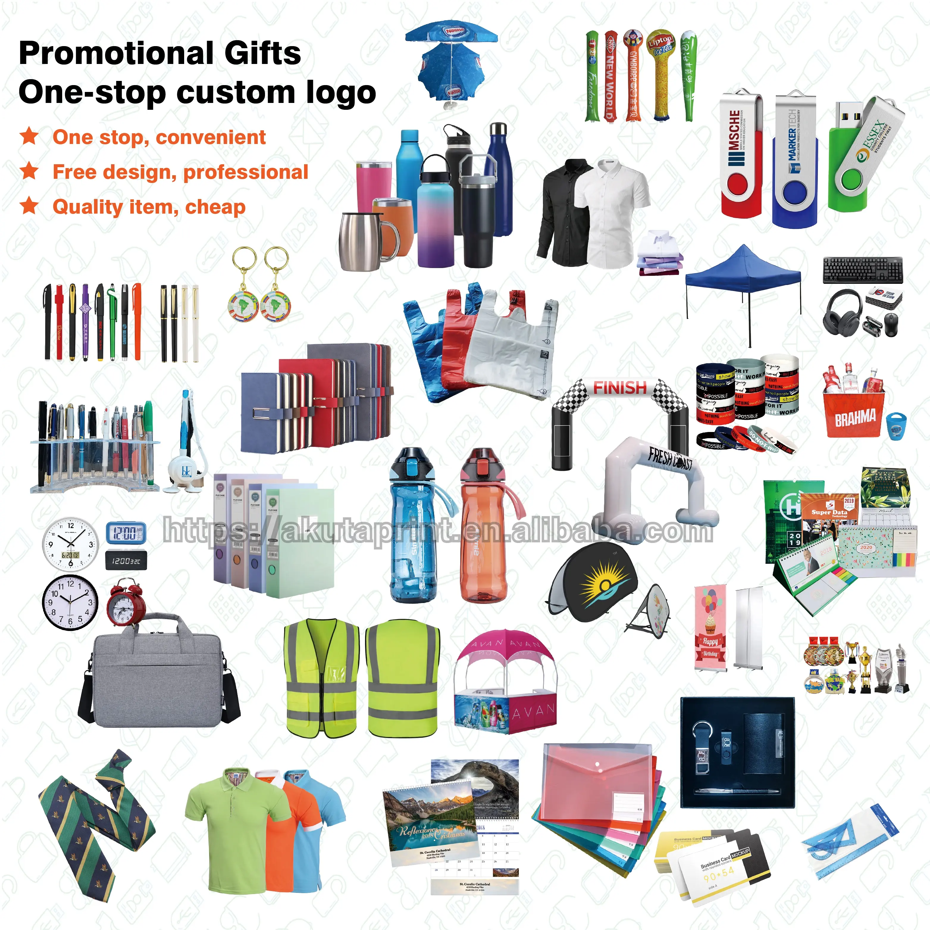 Logotipo personalizado produtos promocionais para pequenas propriedades, novidades promocionais, conjuntos de presentes para marketing, itens corporativos para marketing