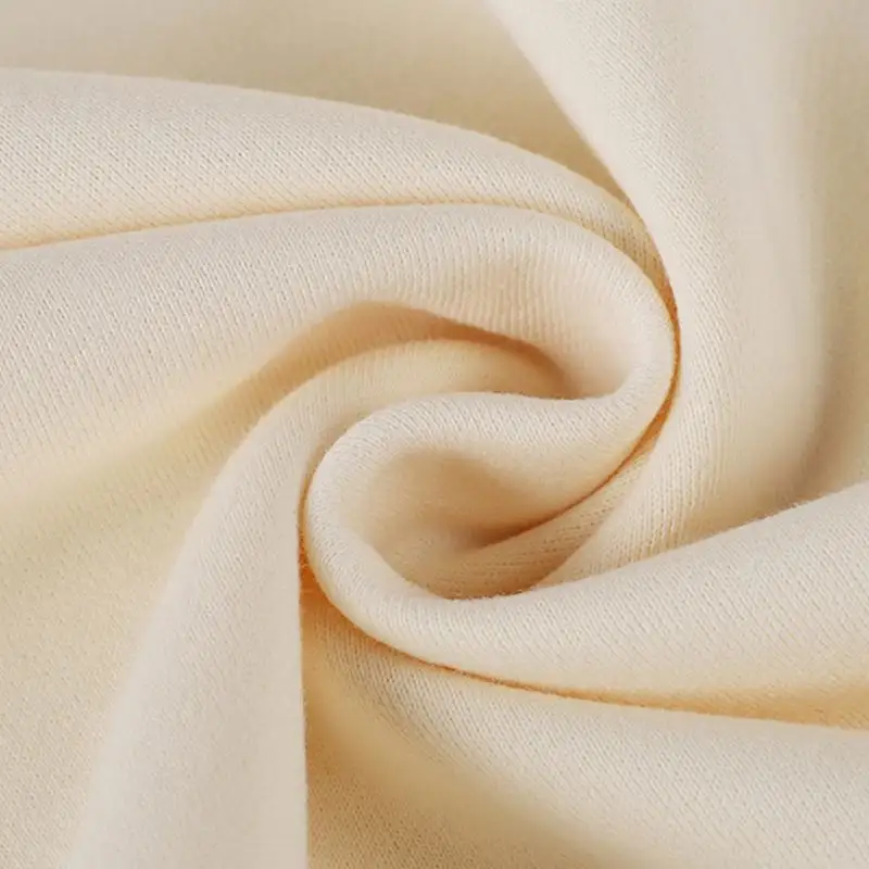 Tela de lana de punto para ropa deportiva, tejido elástico de 65% algodón, 30% bambú, 5% licra, Blanco personalizado, venta al por mayor