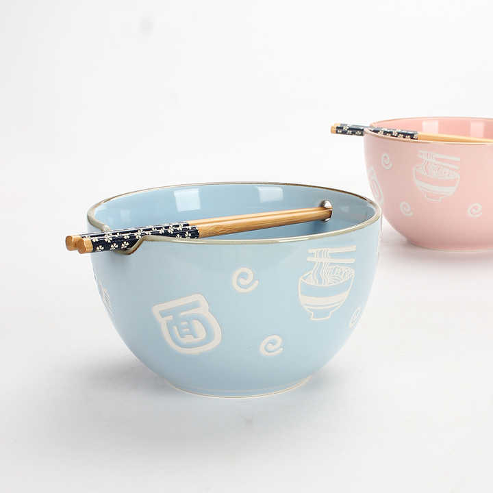 Insalatiere In ceramica di grandi dimensioni In stile giapponese ristorante che serve zuppa di Noodle ciotola di Ramen con bacchette Made In China