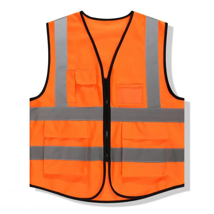 Logo personalizzato gilet di sicurezza ad alta visibilità tasche cerniera maglia riflettente gilet da lavoro gilet da lavoro per lavori di traffico all'aperto