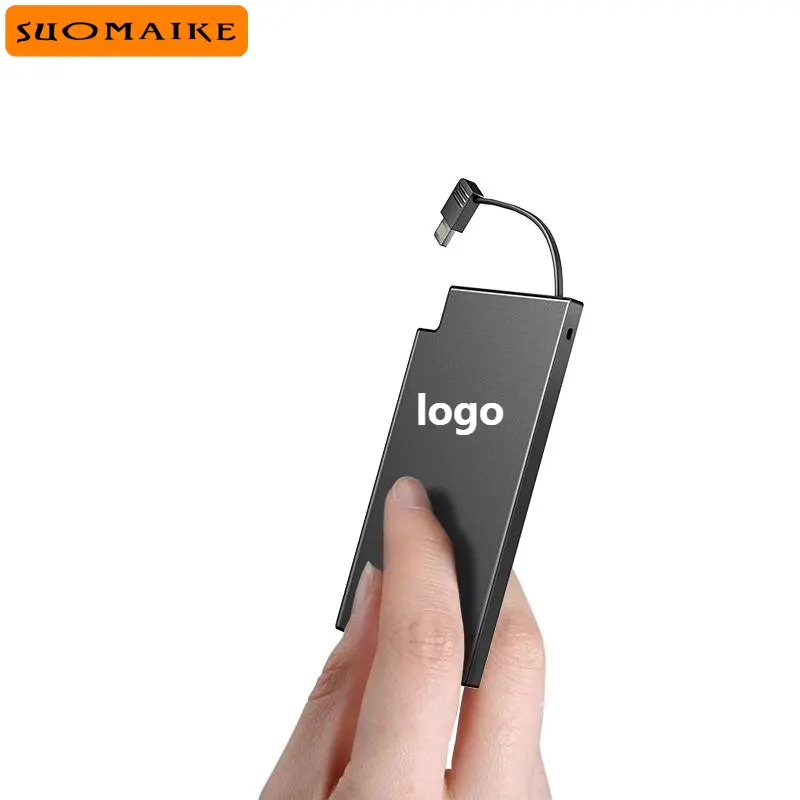 Benutzer definiertes Logo Power bank Ultra Slim Mini Personal isierte gedruckte tragbare Ladegerät Brieftasche Kreditkarte Power Bank für iPhone Batterie