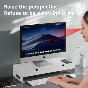 Double-Tier Metal <span class=keywords><strong>Computer</strong></span> Monitor Booster Stand Office Desktop Storage Stand com instalação de tipo permanente para diversos