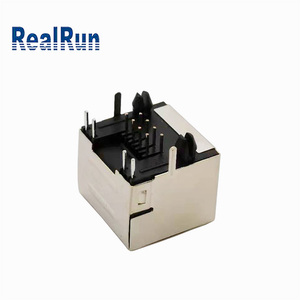 8-pozisyon 8-Contact RJ45 LED Ethernet konektörü Tab-UP 90 derece kurulum sol sarı sağ yeşil kontaklar modüler Jack - Product Image 4