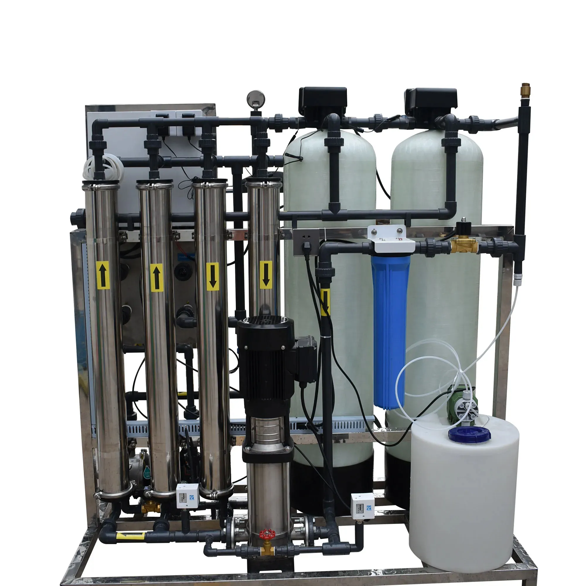 Purificador de agua 1000LPH RO de alta calidad para tratamiento de aguas residuales nuevo sistema con motor de recipiente a presión de bomba