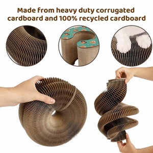 Tablero de rascado de gato de órgano mágico plegable corrugado interactivo personalizado estilo moderno Bola de hierba gatera redonda - Product Image 4