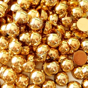 Blinginbox ไข่มุกครึ่งเม็ดกลมเรซินสีทองสำหรับเสื้อผ้าศิลปะเล็บ - Product Image 3