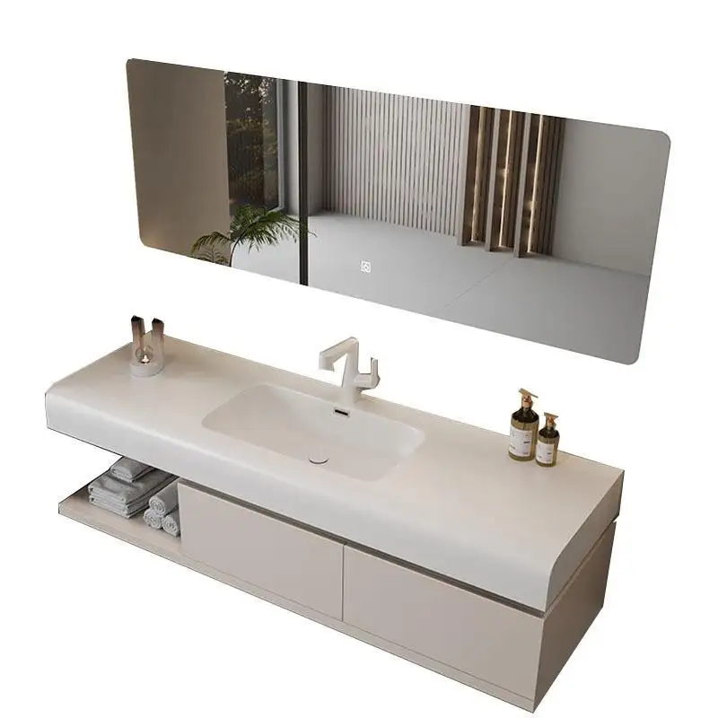 2024 nuovo oggetto YOUTAI moderno armadio in legno con specchio e pietra lavabo lavabo set in bagno