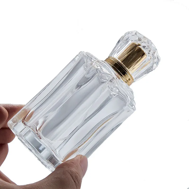 Muestra gratis 30ml / 50ml Deluxe Square recargable Pulverizador Nebulizador Botella de spray de perfume de vidrio