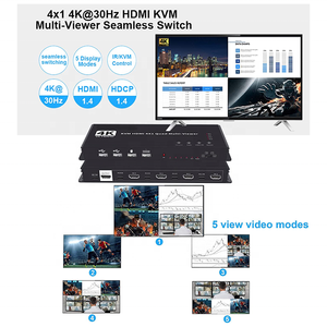 Xput-multivisor 4K, HDMI, 4x1, 4 entradas, 1 salida, HDMI, conmutador sin costuras, compatible con función KVM