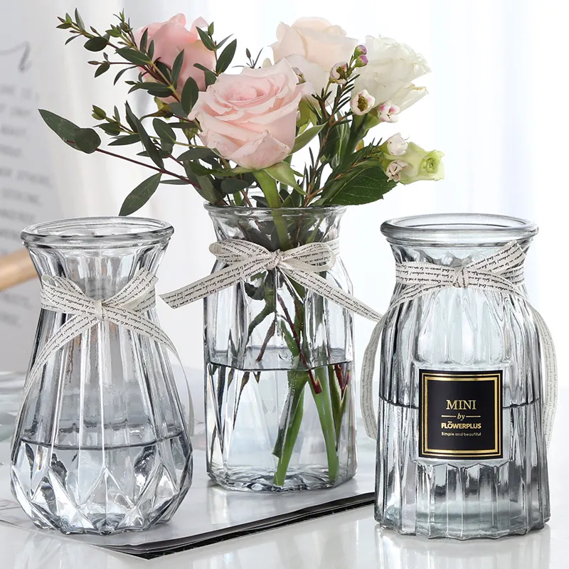 Düğün Metal açık masa çiçek cam vazolar toplu lüks cam emaye vazo