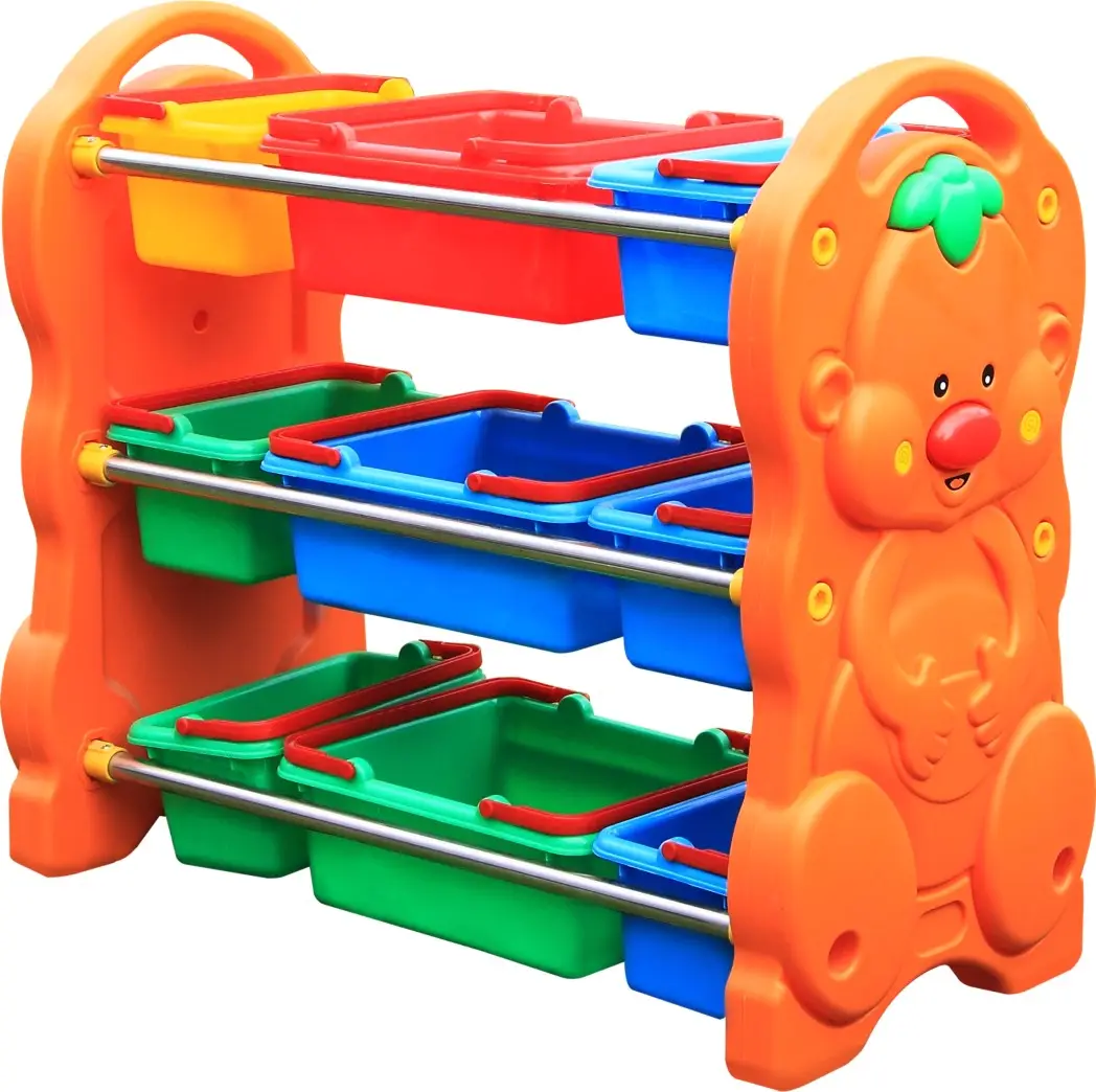 3 katmanlı çıkarılabilir köşe raf plastik oyuncak raf saklama kutusu çocuklar için