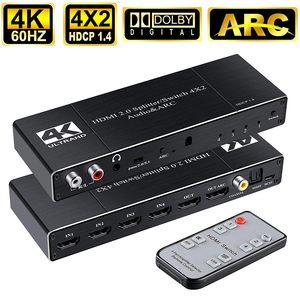 4x2 HDMI de Audio 2,0 y arco interruptor 4 en 2 conmutador HDMI Splitter con 3,5mm L/R Coaxial puerto óptico con Control remoto IR - Product Image 2