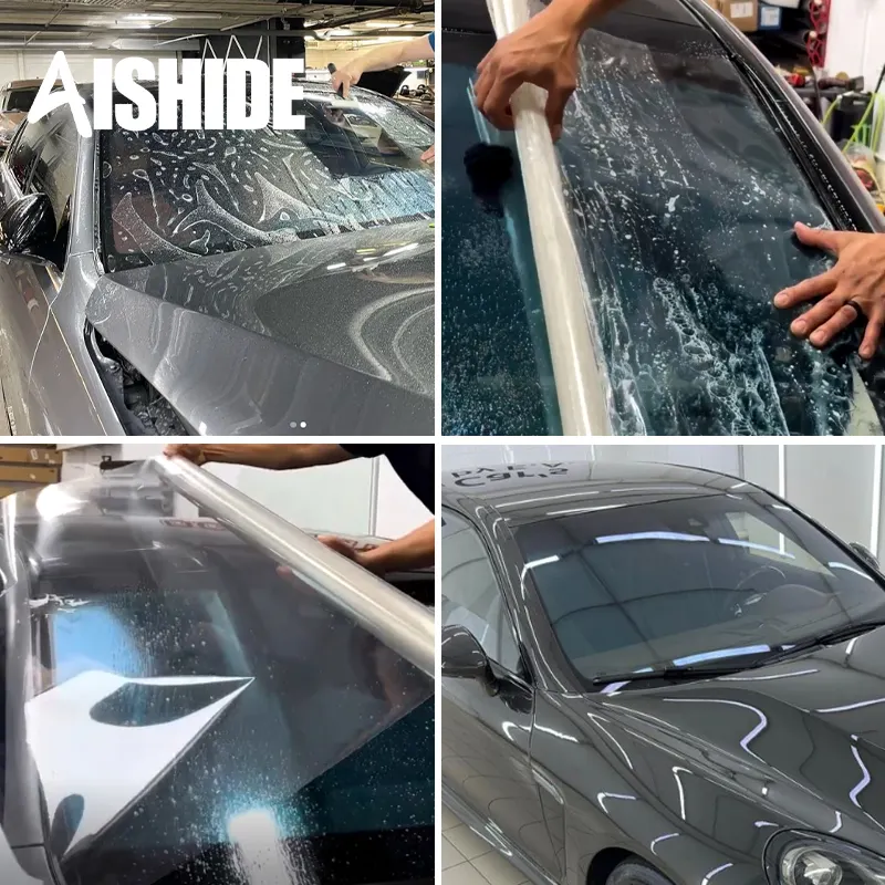 Aishide Haute Hydrophobe Transparent TPU Vitre de Voiture 7.5mil 90% VLT Film de Sécurité Film de Pare-Brise Avant de Voiture