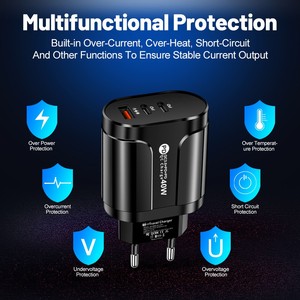 Çok fonksiyonlu PD 48W hızlı şarj 3-Port USB duvar şarj QC3.0 Apple Samsung cep telefonları için uyumlu 20W tip-c 10W O - Product Image 6