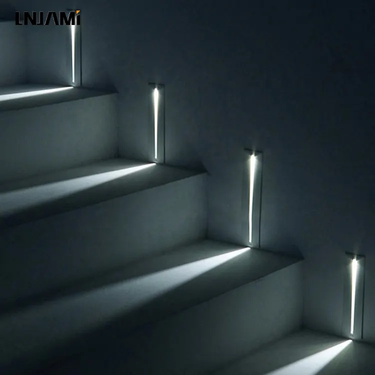 LNJAMI 3W lampada da parete per interni intelligente IP65 sensore di movimento luce per scale a LED per corridoio luce per gradini da incasso ad angolo per pareti interne