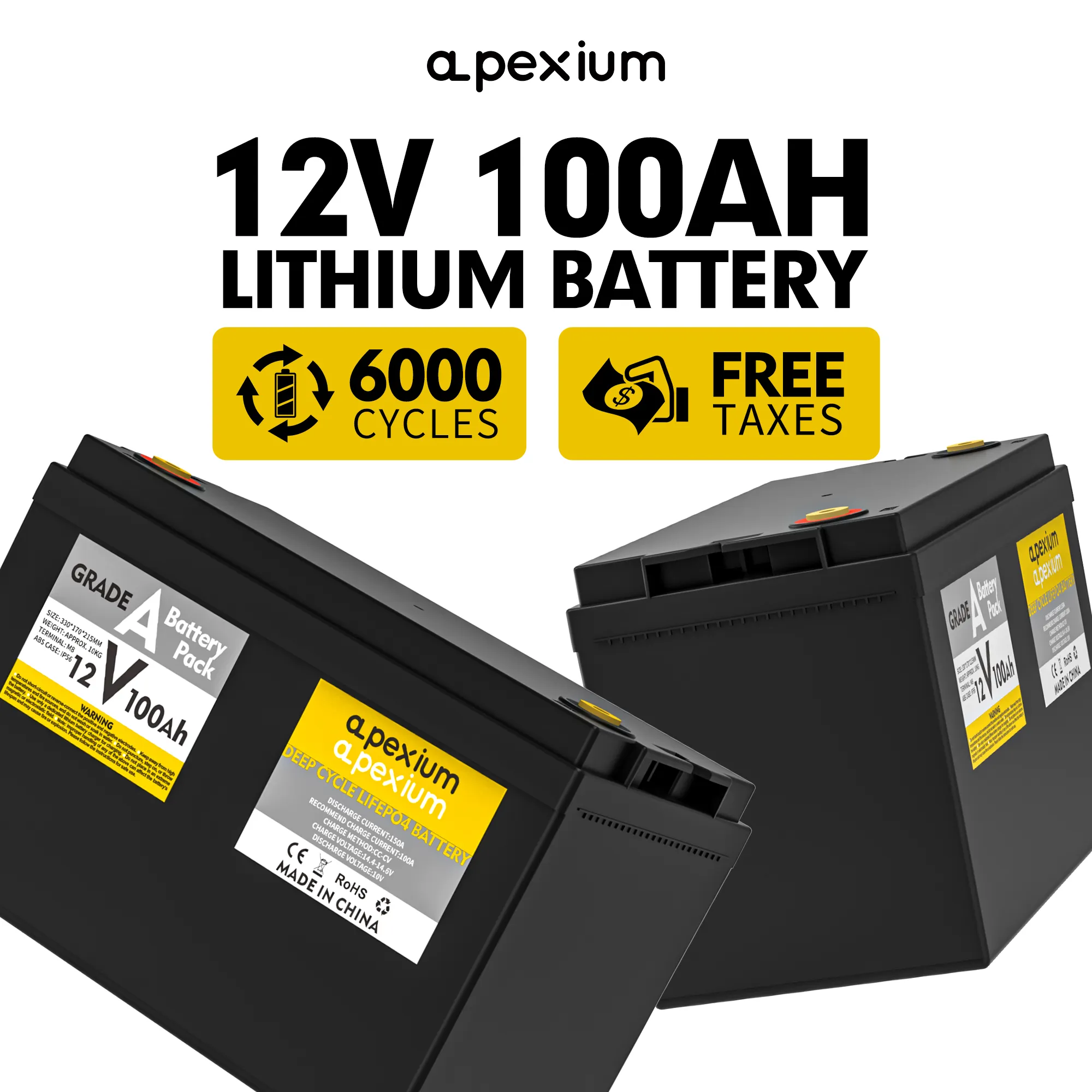 بطاريات أيون الليثيوم 12v 100ah 200Ah متوفرة في المخزون الأوروبي الأمريكي من Apexium حزمة بطارية lifepo4 بقدرة 12 فولت 200 أمبير/ساعة