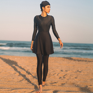 S-XL סיטונאי חדש ארוך שרוול מלא כיסוי אסלאמי צנוע בגדי נשים <span class=keywords><strong>Burkini</strong></span> בתוספת גודל מוסלמי בגדי ים עם כרית חזייה