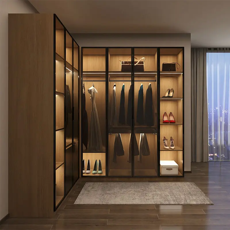 Balom-armario de madera maciza de aluminio para dormitorio, armario personalizado de diseño de lujo para villa