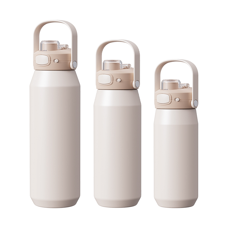 Bouteille isotherme en acier inoxydable avec revêtement en poudre couleur pêche pâle