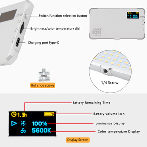 Luce per fotocamera portatile F12 luce Video a LED bicolore da 112 pezzi con Display OLED 3200-5600K per supporto fotografico YouTube OEM/ODM - Product Image 3