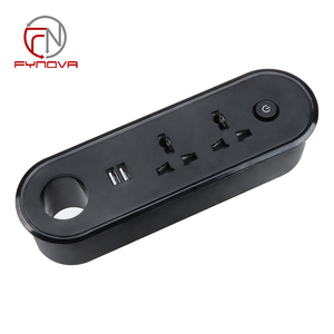 Enchufe eléctrico extraíble para mesa de conferencias con 2 puertos USB, enchufe de extensión con abrazadera para escritorio de oficina, 2 salidas de CA