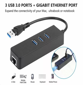 อะแดปเตอร์อีเทอร์เน็ตกิกะบิต Lan,ความเร็วสูง3 USB 3.0 Hub Type C สำหรับ Macbook แล็ปท็อป - Product Image 4