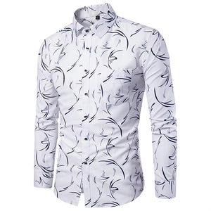 Slim Fit rahat erkek gömleği bahar çiçek adam gömlek yeni stil uzun kol baskılı yumuşak ve rahat büyük boy gotik
