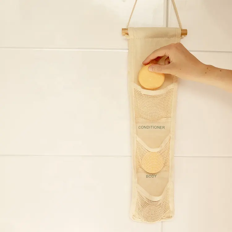 2024 yeni tasarım sıcak satış pamuk Bar organizatör ile bambu sopalar özel sabun çanta için sabunlar barlar için pamuklu çanta organizatör