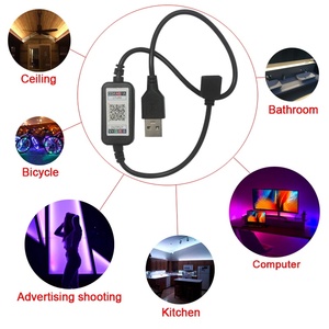 Музыкальный контроллер со светодиодной лентой, USB, 4 контакта, синий зуб, RGB, 5 В, 24 В, режим микрофона, 1600 миллионов цветов, диммер, мини RGB-контроллер освещения