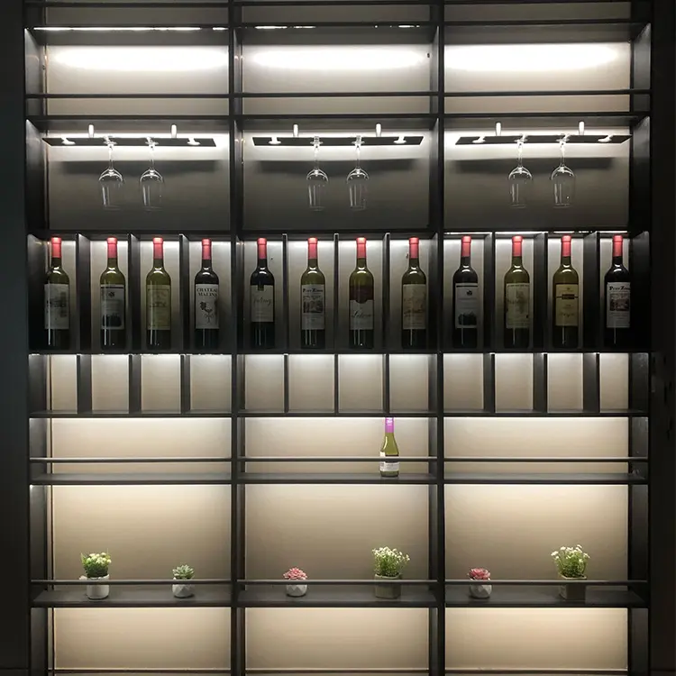 Estante de exhibición de vino de aluminio, diseño personalizado, para almacén, nuevo